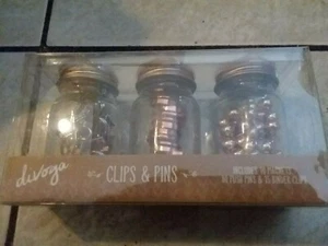 *New* DIVOGA Rose Gold Set of Clips/Push Pins/Magnets Each in Storage Jar - Picture 1 of 6