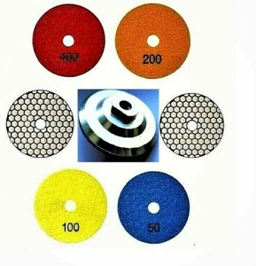 Dischi lucidanti diamantati Ø100mm M 14 velcro alluminio!!! Vetro granito, marmo, ceramica - Foto 1 di 18