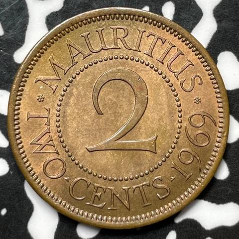 1969 Mauritius 2 Cents Lot#M4904 High Grade! Beautiful! Cover