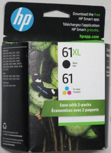 HP 61XL/61 cartucce di inchiostro nero e tricolore ad alto rendimento confezione da 2, scadenza dicembre 2025 - Foto 1 di 2