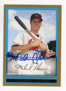 SIGNED BASEBALL CARD AUTO BALTIMORE ORIOLES MICHAEL FLACCO BOWMAN GOLD 2009