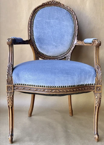 Rare Antique French Carved Frame Accent Chair | Louis XV Fauteuil | Pickup Only Cover