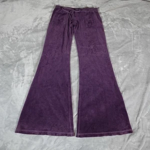 Juicy Couture Velour Flare Pants Womens L 33.5” Tall Fit Made In USA Purple Y2K - Picture 1 of 13