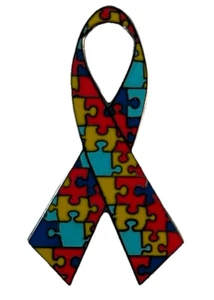 Autism Awareness Ribbon Lapel Pin 1.25" Metal Enamel Hat Tie Tack Badge Support - Picture 1 of 5