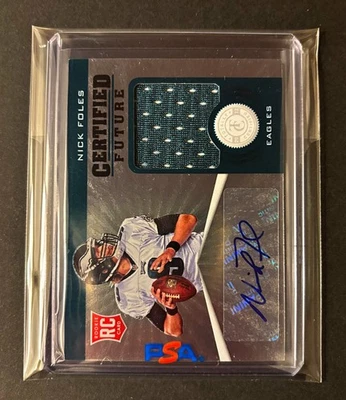 Parche de novato Nick Foles 2012 certificado por Panini automático/¡175! Super Bowl MVP Eagles Foto 1 de 2