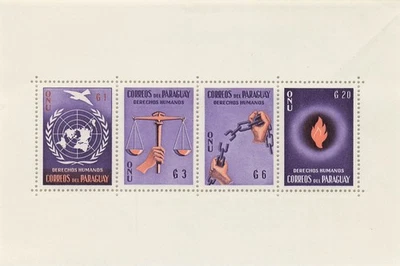 Paraguay 565-568 Souvenir Sheet United Nations Declaration of Human Rights 1960 - Image 1 of 2