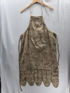 DOMESTIQUE Linen Beige/Olive Green Front pocket Apron - Picture 1 of 10