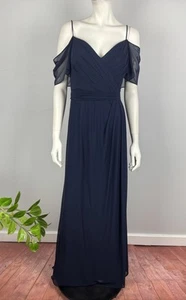 Les Demoiselle Size 20 A-line V-Neck Floor Length Chiffon Bridesmaid Dress Blue - Picture 1 of 13