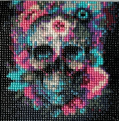 Completed Black Multicoloured Skull Diamond Art Picture Frame Needed Wall Art - Image 1 of 4