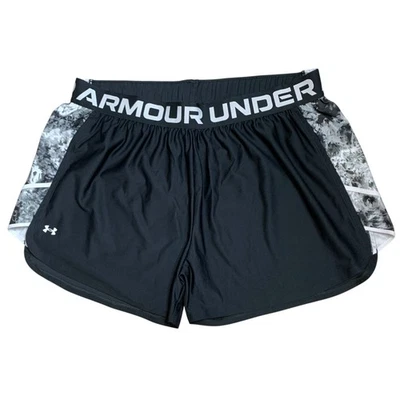 Under Armour Women's 2XL Loose High Rise Black And White Play Up Print Shorts - Image 1 of 4