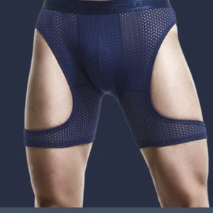 Hombres Malla Pierna Larga Boxer Ropa Interior Calzoncillos Pantalones Cortos Huecos Calzoncillos Panty Sexy - Imagen 1 de 16