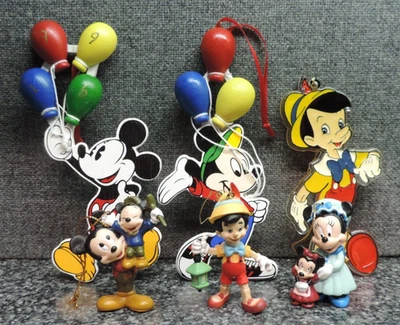 Vintage Walt Disney Mickey Minnie Mouse Pinocchio Christmas Ornament Lot 6x - Image 1 of 4