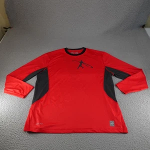 Nike Pro Combat Dri Fit Shirt Mens 2XL XXL Red Baseball Training Fitted Vented - Picture 1 of 17