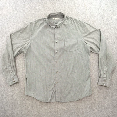 Camisa John Varvatos Para Hombre Extra Grande Gris Abotonada Manga Larga Algodón Rayas Foto 1 de 4