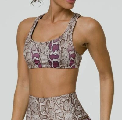 $285 Onzie Women's Brown Mudra Print Scoop-Neck Sports Bra Size S/M - Image 1 of 2