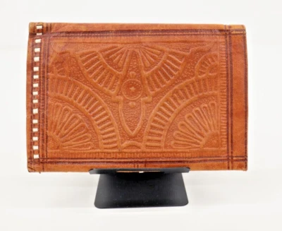 Cartera marroquí de cuero genuino mecanizada y cosida a mano doble pliegue/hecha en Marruecos Foto 1 de 4