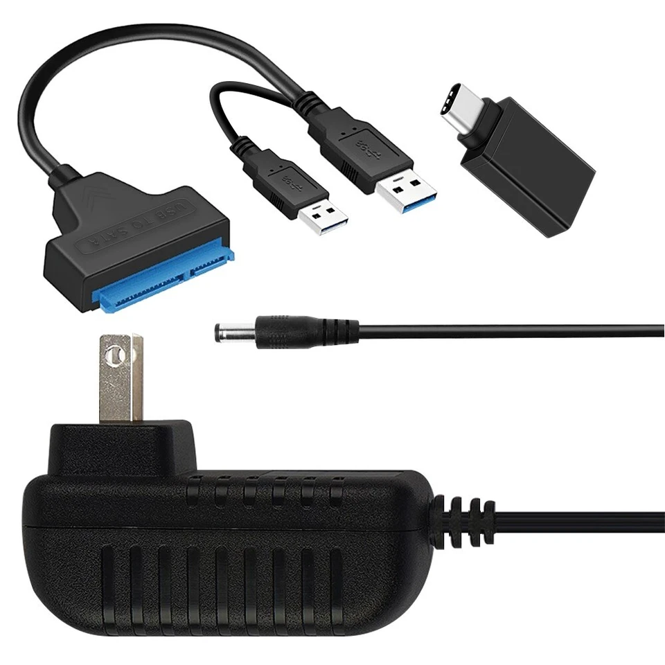 USB 3.0 to 2.5"/3.5" SATA Universal Hard Drive & Type C USB 3.0 Adapter + Cable - Image 1 of 1