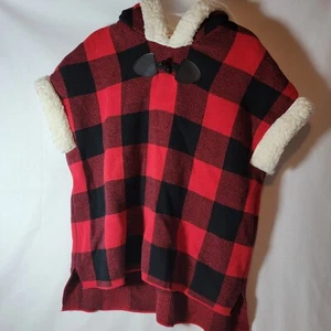Tommy Bahama Kids Poncho Hooded Red Black Checkered Size XS (4) - Picture 1 of 5