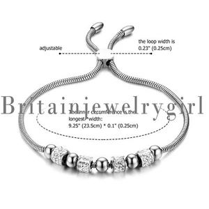 European Charm Beads Stainless Steel Snake Chain Bracelet for Women Girls - Picture 1 of 17