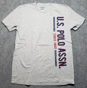 US Polo Assn T-Shirt Mens Size L Gray Graphic Print Crew Neck Short Sleeve New - Picture 1 of 7