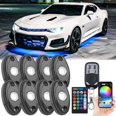 8Pods Blue LED Rock Underbody Light Glow Wheel Lamp For Chevrolet Camaro ZL1 1LE - Image 1 of 4