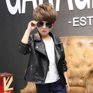 3-12 Years Old Girls Faux Leather Jacket Children PU Coat Long Sleeve Zip Belt - Picture 1 of 14