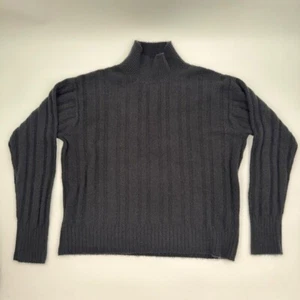 J.Crew Woll-Alpaka-Mischung gerippter Pullover mit Stehkragen – Damengröße M, schwarz - Bild 1 von 7