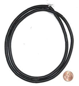 Black Phono Record Vinyl Beads 6mm Ghana African Disk 28-32 Inch Strand Handmade - Picture 1 of 3