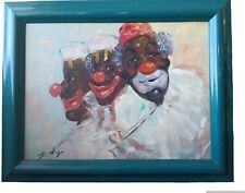 African American Clowns By Jacky Oil/Canvas Painting Art Signed Framed Numbered