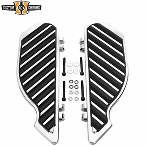 Chrome Black Rider Floorboards Footboard Fit For Harley Touring 86+Softail 86-17 - Picture 1 of 5