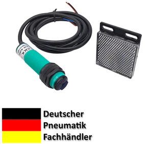 Lichtschranke mit Reflektor Ø 18mm 6 bis 36 Volt Betriebsspannung PNP NC 300mA - Bild 1 von 6
