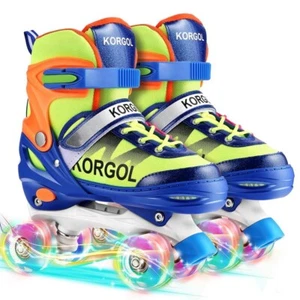 Kids Adjustable Roller Skates for Boys Girls Toddler Beginners w/Light up Wheels - Picture 1 of 22