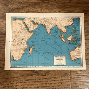 Antica mappa dell'Oceano Indiano 1941 10"x7,5" - Foto 1 di 6