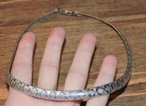 Collar Gargantilla Cadena Omega Patrón X Corte Diamante Italia Plata de Ley 925 - Imagen 1 de 10