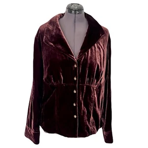 Focus by Shani Brown Stretch Velvet Button Down Blouse, Size 3X - Picture 1 of 4