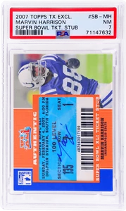 2007 Topps Tx Exclusive Marvin Harrison Super Bowl Ticket Stub Auto #MH1 PSA 7 - Picture 1 of 2