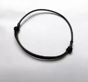 Adjustable Black Wax Cotton Slide Cord Bracelet UK - Picture 1 of 1