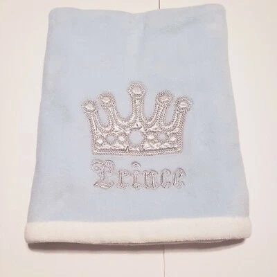 Blankets and Beyond Blue White Prince Crown Baby Boy Fleece Blanket - Image 1 of 3
