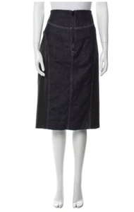 DIANE VON FURSTENBERG - Zip Front Jean Skirt INDIGO Denim – Size 14 - Picture 1 of 10