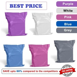 Coloured Mailing Bags Strong Polythene Postage Plastic Postal Mail Seal All Size - Picture 1 of 40