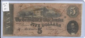 $5 Confederate States of America Note, Kr #67 VF (51382) - Picture 1 of 1