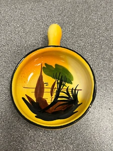 Plato sartén de cerámica decorativo esmaltado y pintado - Imagen 1 de 8