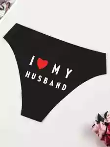 Women Triangle Panties, 'I Love My Husband' Elegant and Sexy Design, - Picture 1 of 4