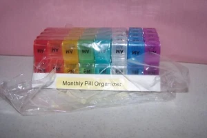 Monthly Pill Organizer Case Box 31 Days Case Medicine Storage 2 Times a Day AMPM - Picture 1 of 5