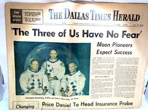 Vintage Zeitung Apollo 11 hebt sich für den Mond 15. Juli 1969 Dallas Texas ab - Bild 1 von 2