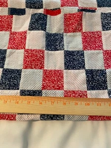 Machine pieced cotton fabric remnant blue & red floral & dot 46" x 35" - Picture 1 of 2