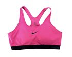 Nike Pro Dri-Fit Racerback Sports Bra Extra Large XL Black Band Pink Solid Logo