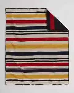 Pendleton Bridger Wool Throw Reversible Blanket Boulder Stripe 54x66" w/ Carrier - Picture 1 of 9