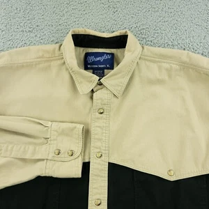 Wrangler Shirt Mens XL Extra Large Black Tan Pearl Snap Western Cowboy Thick - Picture 1 of 18