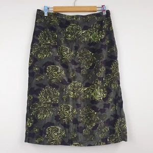 Boden Skirt Women's UK 12L Green Velvet Floral Knee Length Pencil Party Workwear - Picture 1 of 12